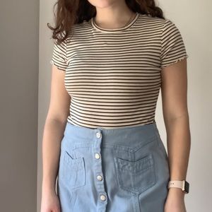 Striped short sleeve body suit